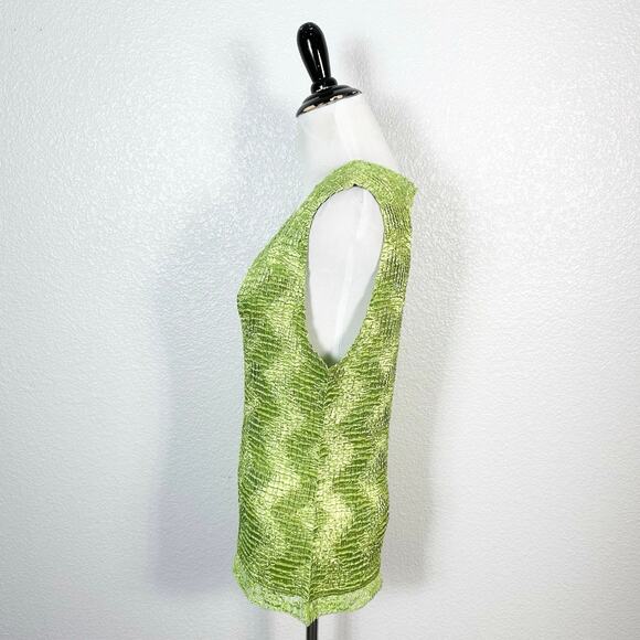 Nicola Womens Vintage 90s Y2K Crinkle Scrunch Pleat V Neck Lace Trim Tank Top XL - Picture 4 of 10